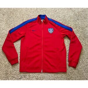 Team USA Soccer Nike Women 2014 Red Full Zip Anthem Track Jacket Size Medium EUC